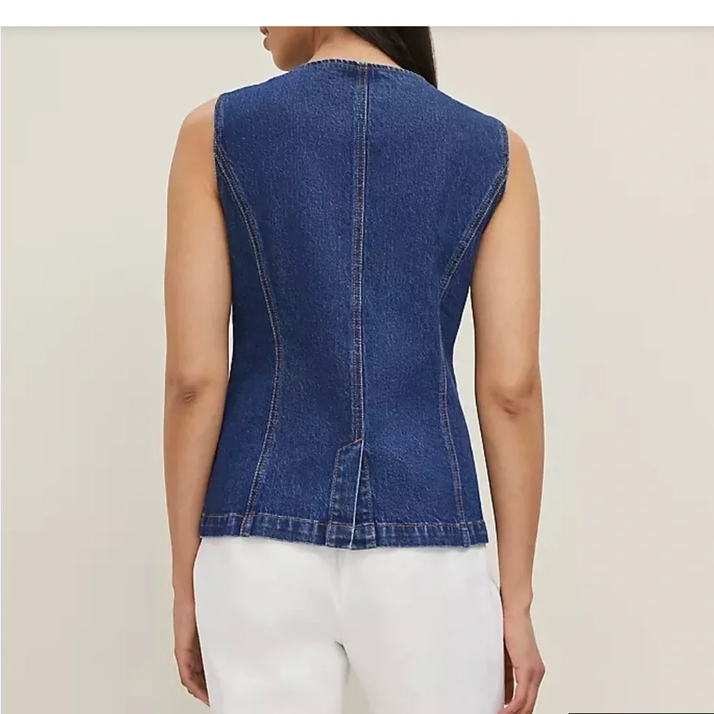 Ann Taylor Denim Sleeveless Vest with Button Front - Picture 3 of 4